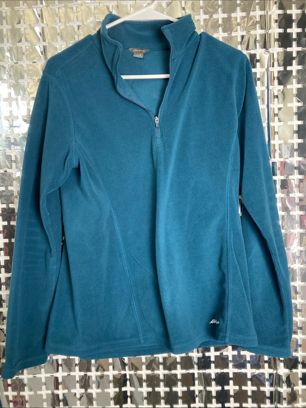 Eddie Bauer Teal Quarter-Zip Fleece Pullover